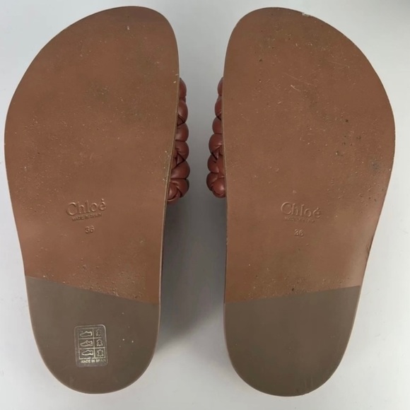 CHLOE RED BRAIDED LEATHER SLIDES - Picture 12 of 13